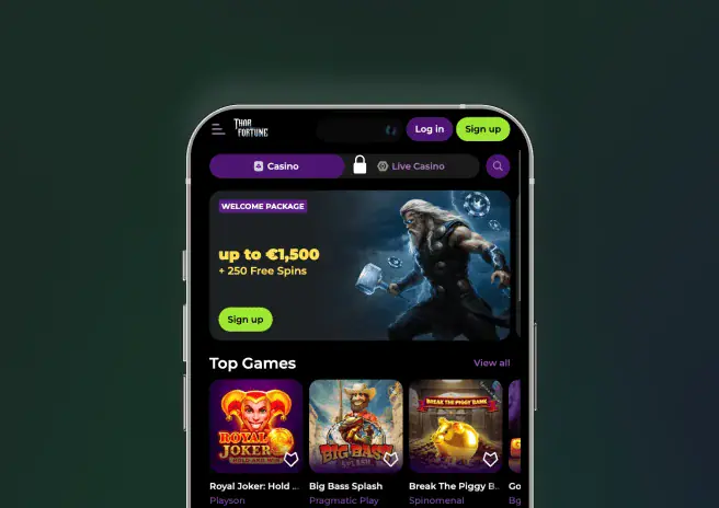 ThorFortune casino mobile view on smartphone